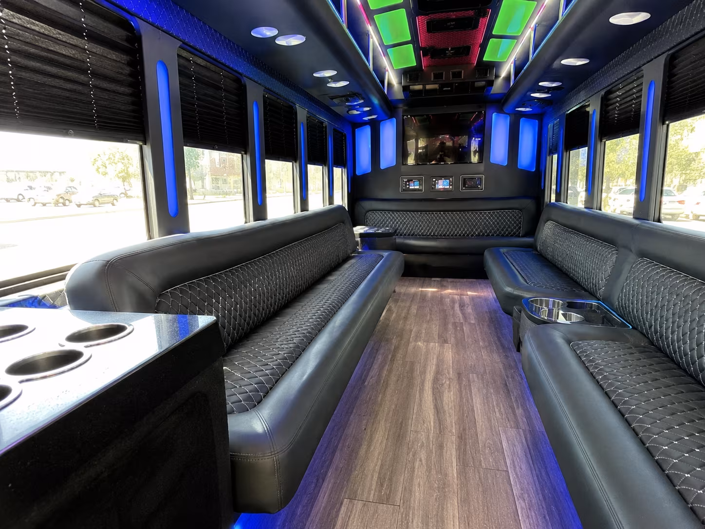 stonecrest 15 passenger party bus inside