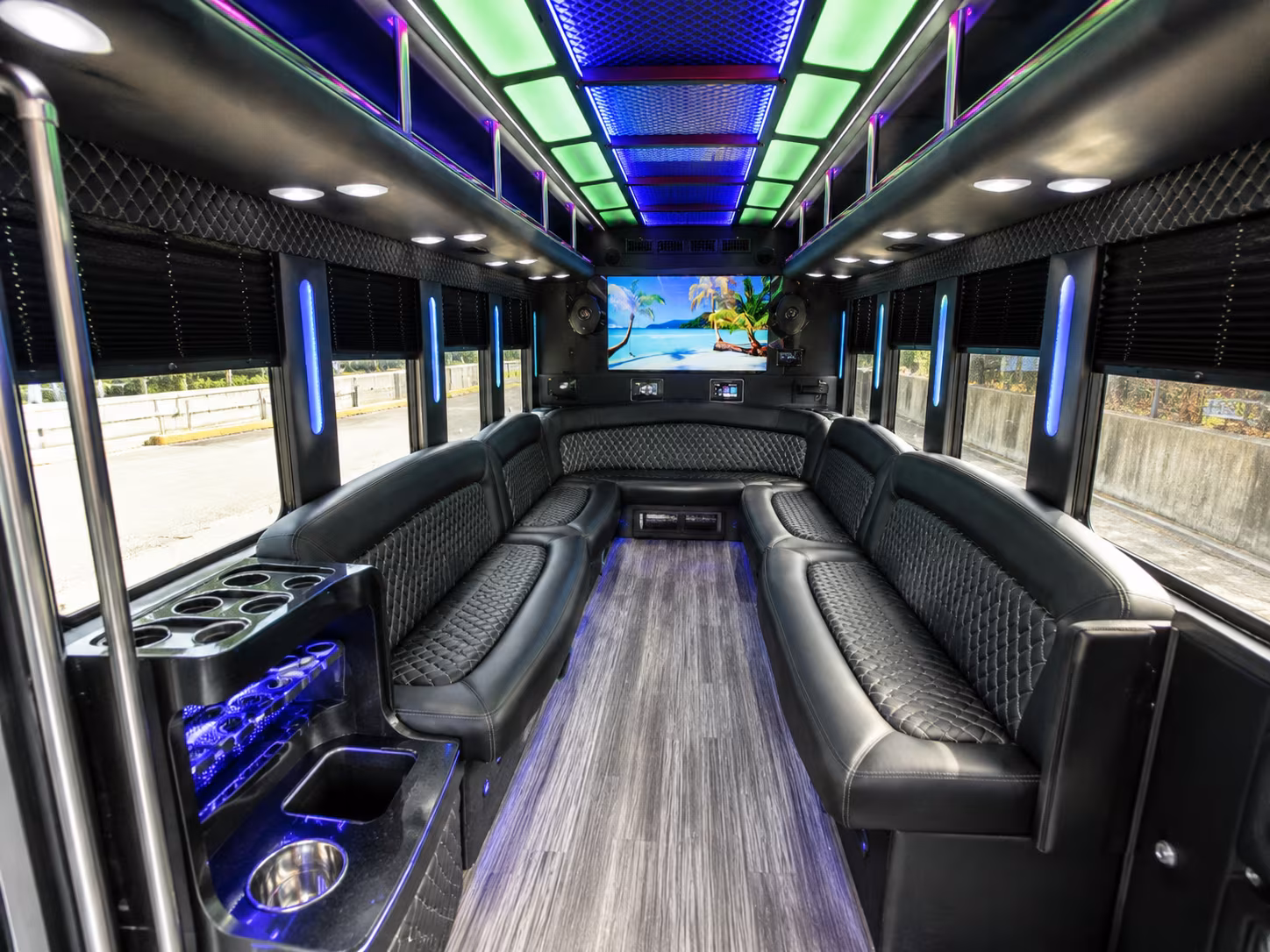 stonecrest 18 passenger party bus inside