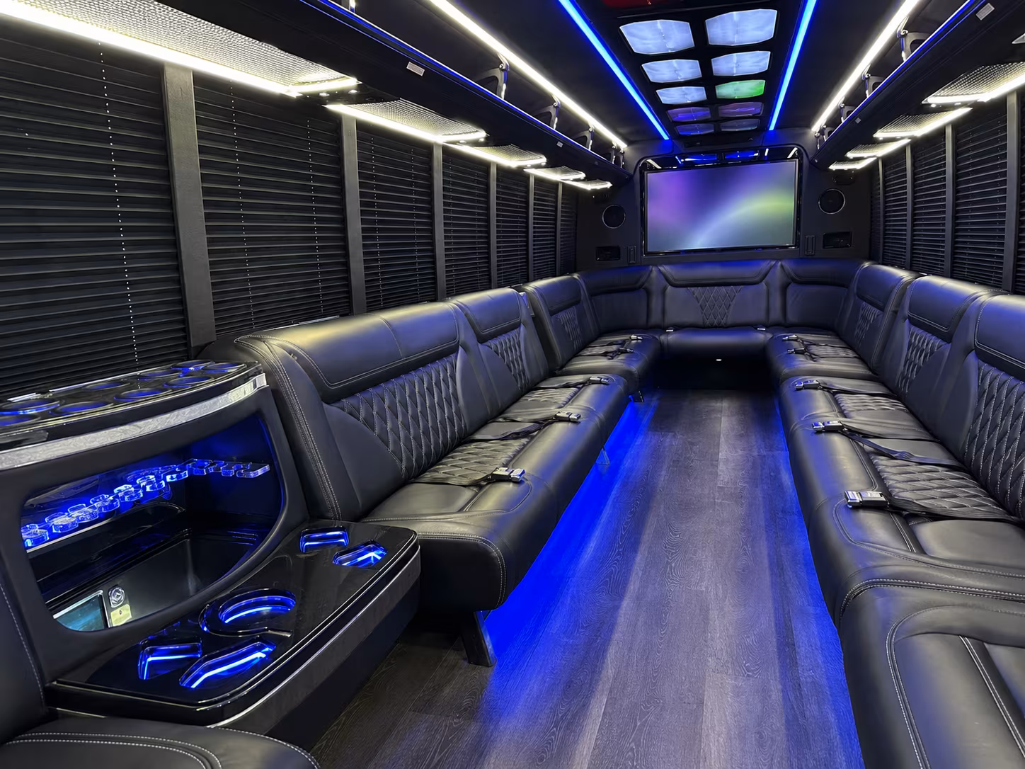 stonecrest 20 passenger party bus inside