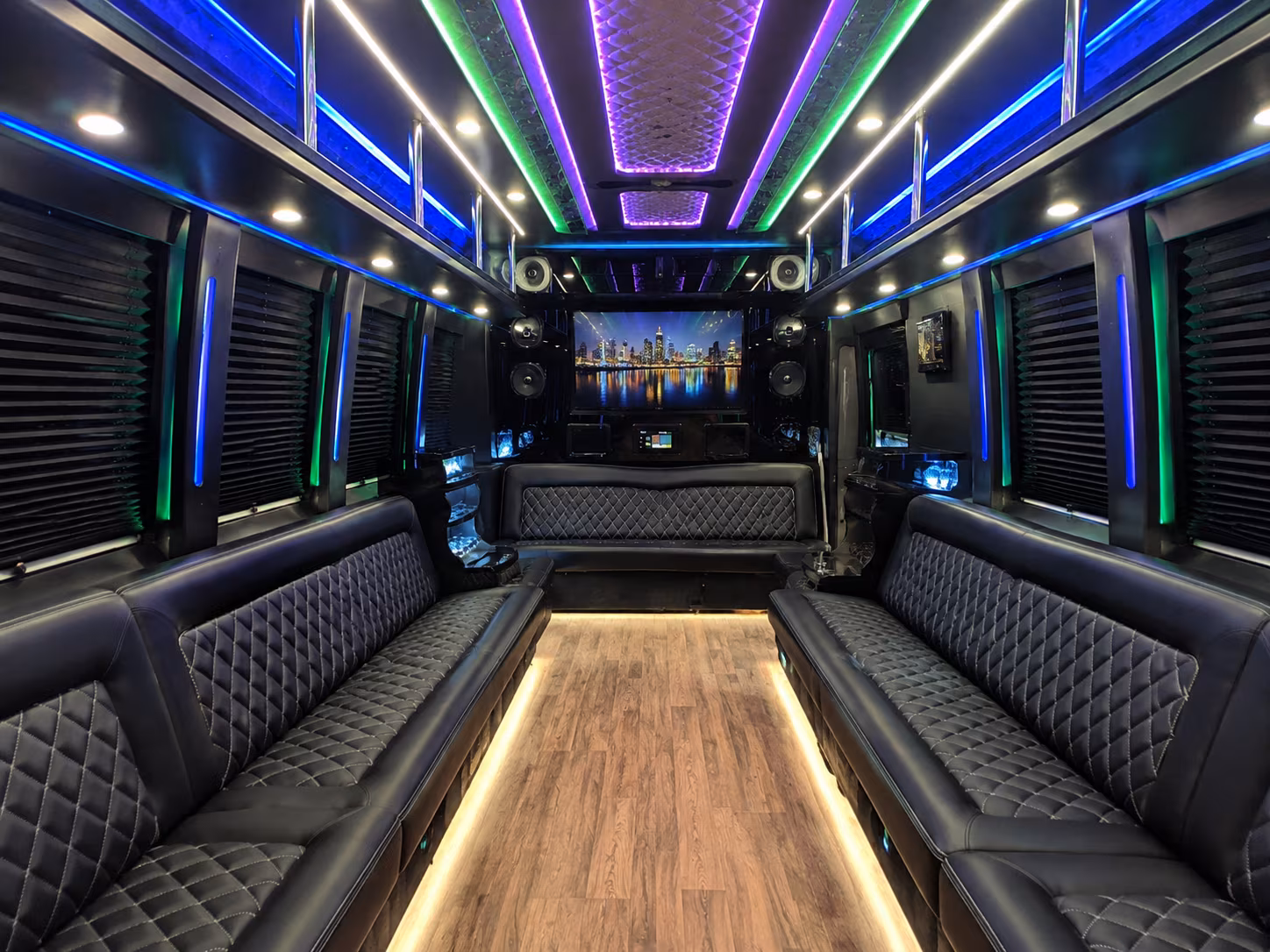 stonecrest 25 passenger party bus interior