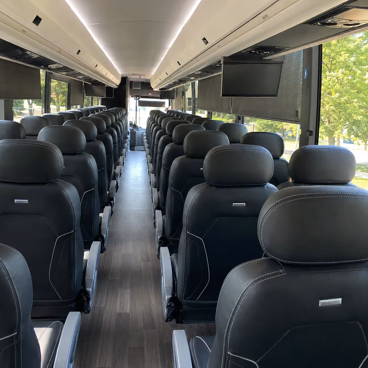 stonecrest 56 passenger charter bus inside
